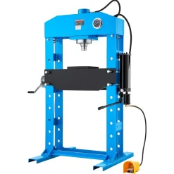 VEVOR 75-Ton Shop Press, Pneumatic/Manual Hydraulic Shop Press with Foot Pedal, Hand Wheel & Pressure Gauge, H-Frame Heavy-Duty Garage Floor Adjustable Shop Press for Bending, Straightening, Pressing