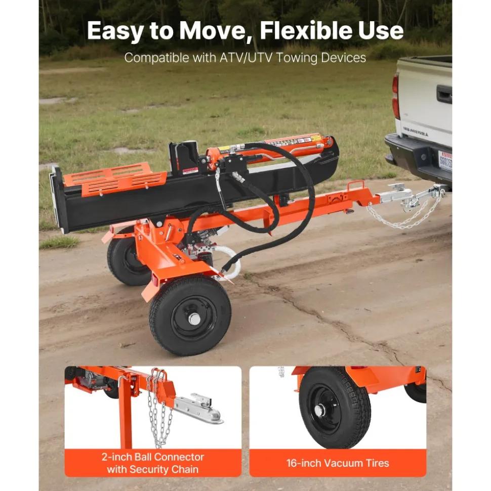 VEVOR 30 Tons Log Splitter, 306CC Engine, Powered Wood Splitter with 2" Ball Coupler, Auto Return, Vertical & Horizontal Mode, Firewood Splitting Wedge Machine for Forestry Harvest
