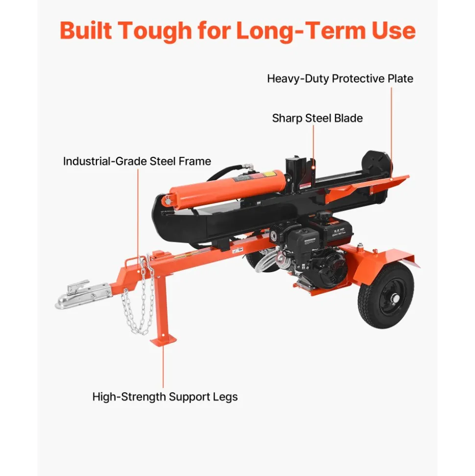 VEVOR 30 Tons Log Splitter, 306CC Engine, Powered Wood Splitter with 2" Ball Coupler, Auto Return, Vertical & Horizontal Mode, Firewood Splitting Wedge Machine for Forestry Harvest