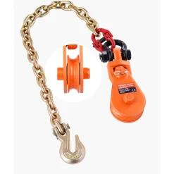 VEVOR 2 Ton Snatch Block with G80 Chain, Swivel Shackle, 3" Sheave for 3/8" Wire Rope, Snatch Block Pulley for Towing and Recovery Applications on Flatbed Tow Truck Rollback Wrecker Car Carrier Cable