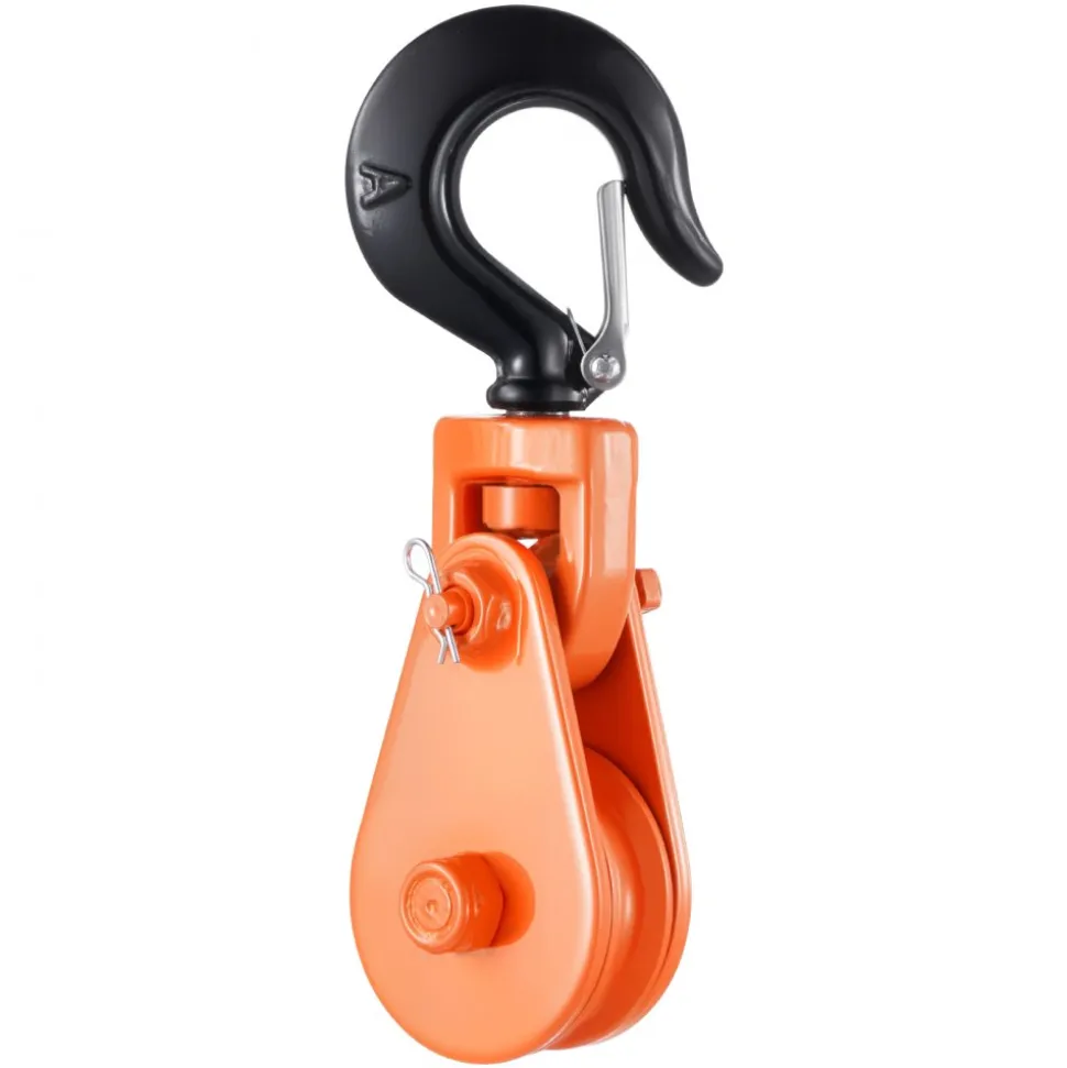 VEVOR 2 Ton Snatch Block with Swivel Hook, 3" Sheave 3/8" Inch Wire Rope, Heavy Duty Snatch Block Pulley 4400 lbs for Towing and Recovery operations on Tow Truck Rollback Wrecker Car Hauler Winches