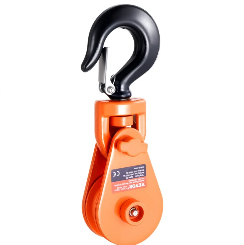 VEVOR 2 Ton Snatch Block with Swivel Hook, 3" Sheave 3/8" Inch Wire Rope, Heavy Duty Snatch Block Pulley 4400 lbs for Towing and Recovery operations on Tow Truck Rollback Wrecker Car Hauler Winches