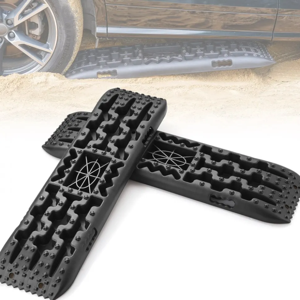 VEVOR 10 TON Traction Boards with PP Material, Recovery Boards for Off-road Vehicles/Cars/Pickups/SUVs/RVs, Pair Tire Traction Mats on Snow, Sand, Mud and Loose Terrain, Storage Bag, Long, Black