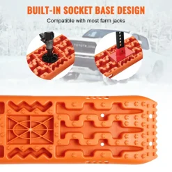 VEVOR 10 TON Traction Boards with PP Material, Recovery Boards for Off-road Vehicles/Cars/Pickups/SUVs/RVs, Pair Tire Traction Mats on Snow, Sand, Mud and Loose Terrain, Storage Bag, Long, Orange