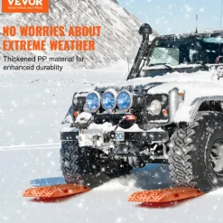 VEVOR 10 TON Traction Boards with PP Material, Recovery Boards for Off-road Vehicles/Cars/Pickups/SUVs/RVs, Pair Tire Traction Mats on Snow, Sand, Mud and Loose Terrain, Storage Bag, Long, Orange