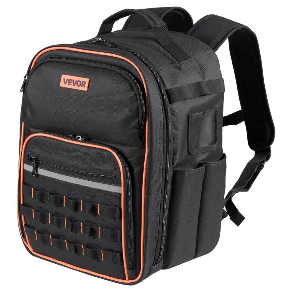 VEVOR Tool Backpack, 49 Pockets, Heavy-duty Tools Storage Organizer Work Bags with Laptop Compartment & Reinforced Fabric Base, Electrician Jobsite Backpack for Electrician, Repairman