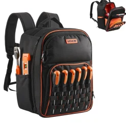 VEVOR Tool Backpack, 49 Pockets, Heavy-duty Tools Storage Organizer Work Bags with Laptop Compartment & Reinforced Fabric Base, Electrician Jobsite Backpack for Electrician, Repairman