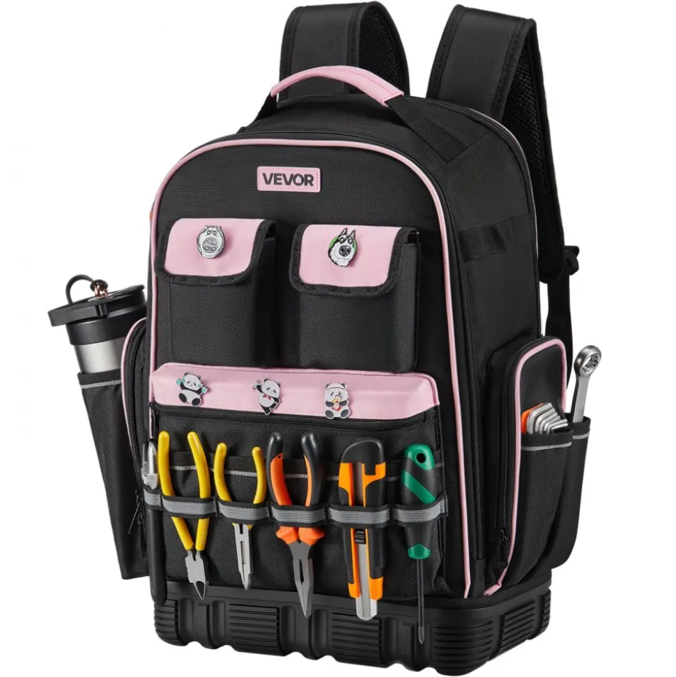 VEVOR Tool Backpack, 56 Pockets, Heavy-duty Tools Storage Organizer Work Bags with Laptop Compartment & Molded Base, Electrician Jobsite Backpack for Electrician, Repairman, and HVAC Techs