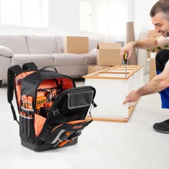 VEVOR Tool Backpack, 56 Pockets, Heavy-duty Tools Storage Organizer Bags with Molded Base, Electrician Jobsite Backpack for Construction Jobsite, Electrician, Industrial, Repairman, and HVAC Techs