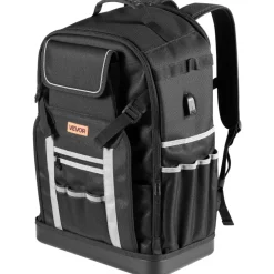 VEVOR Tool Backpack, 56 Pockets, Heavy-duty Tools Storage Organizer Bags with Molded Base, Electrician Jobsite Backpack for Construction Jobsite, Electrician, Industrial, Repairman, and HVAC Techs