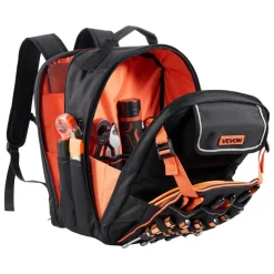 VEVOR Tool Backpack, 45 Pockets, Heavy-duty Tools Storage Organizer Work Bags with Laptop Compartment & Reinforced Fabric Basee, Electrician Jobsite Backpack for Electrician, Repairman
