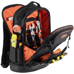 VEVOR Tool Backpack with Tools, 65 Pockets, Heavy-duty Tools Storage Organizer Bags with Laptop Compartment & Molded Base, Electrician Jobsite Backpack for Electrician, Repairman, and HVAC Techs