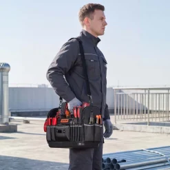 VEVOR Tool Bag, 16.1 Inch, 33-Pocket Open Top Tool Tote, Electrical Maintenance Toolbox Organizer Storage with Handle, Adjustable Shoulder Strap, Portable Toolbag, for Professionals DIY & Jobsite Use