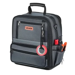 VEVOR Tool Bag, 13.2 Inch, 34-Pocket Portable Large Tool Box Organizer Storage, Carry Toolbox with Hard Plastic Base, Large Zipper, Adjustable Shoulder Strap, for Men Women Dad Husband Fathers Day