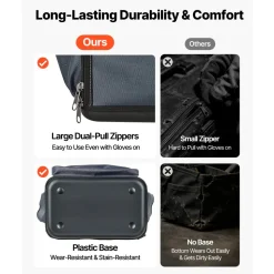 VEVOR Tool Bag, 13.2 Inch, 34-Pocket Portable Large Tool Box Organizer Storage, Carry Toolbox with Hard Plastic Base, Large Zipper, Adjustable Shoulder Strap, for Men Women Dad Husband Fathers Day