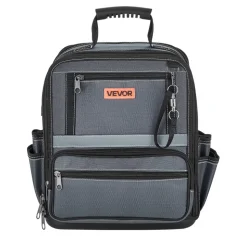 VEVOR Tool Bag, 13.2 Inch, 34-Pocket Portable Large Tool Box Organizer Storage, Carry Toolbox with Hard Plastic Base, Large Zipper, Adjustable Shoulder Strap, for Men Women Dad Husband Fathers Day