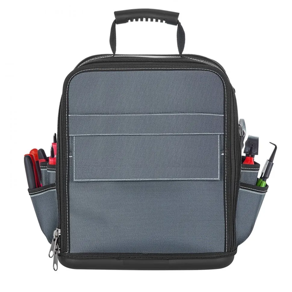 VEVOR Tool Bag, 13.2 Inch, 34-Pocket Portable Large Tool Box Organizer Storage, Carry Toolbox with Hard Plastic Base, Large Zipper, Adjustable Shoulder Strap, for Men Women Dad Husband Fathers Day