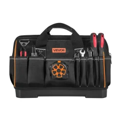 VEVOR Tool Bag, 16.1 Inch, 33-Pocket Portable Large Tool Box Organizer Storage, Toolbox with Water-Resistant Base, Zipper, Adjustable Shoulder Strap Toolbag, for Men Women Dad Husband Fathers Day