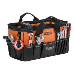 VEVOR Tool Bag, 15.7 Inch, 33-Pocket Portable Tool Box Organizer Storage, Toolbox with Soft Handle, Large Zipper, Adjustable Shoulder Strap, Carrying Toolbag, for Men Women Dad Husband Fathers Day