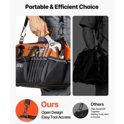 VEVOR Tool Bag, 15.7 Inch, 33-Pocket Portable Tool Box Organizer Storage, Toolbox with Soft Handle, Large Zipper, Adjustable Shoulder Strap, Carrying Toolbag, for Men Women Dad Husband Fathers Day