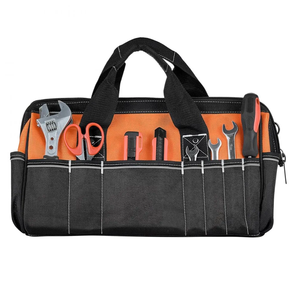 VEVOR Tool Bag, 15.7 Inch, 33-Pocket Portable Tool Box Organizer Storage, Toolbox with Soft Handle, Large Zipper, Adjustable Shoulder Strap, Carrying Toolbag, for Men Women Dad Husband Fathers Day