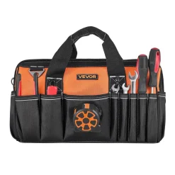 VEVOR Tool Bag, 15.7 Inch, 33-Pocket Portable Tool Box Organizer Storage, Toolbox with Soft Handle, Large Zipper, Adjustable Shoulder Strap, Carrying Toolbag, for Men Women Dad Husband Fathers Day