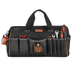 VEVOR Tool Bag, 20 Inch, 33-Pocket Portable Large Tool Box Organizer Storage, Toolbox with Big Zipper, Adjustable Shoulder Strap, Water-Resistant Carry Toolbag, for Men Women Dad Husband Fathers Day