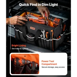 VEVOR Tool Bag, 20 Inch, 33-Pocket Portable Large Tool Box Organizer Storage, Toolbox with Big Zipper, Adjustable Shoulder Strap, Water-Resistant Carry Toolbag, for Men Women Dad Husband Fathers Day