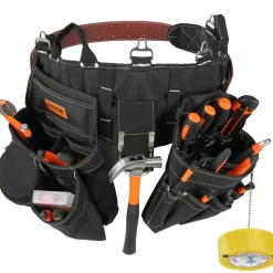 VEVOR Tool Belt, 32 Pockets, Adjusts from 32 Inches to 54 Inches, Nylon Heavy Duty Tool Pouch Bag, Detachable Tool Bag for Electrician, Carpenter, Handyman, Woodworker, Construction, Framer, Black