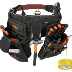 VEVOR Tool Belt, 32 Pockets, Adjusts from 32 Inches to 54 Inches, Nylon Heavy Duty Tool Pouch Bag, Detachable Tool Bag for Electrician, Carpenter, Handyman, Woodworker, Construction, Framer, Black