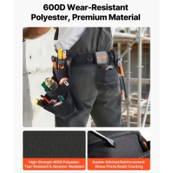 VEVOR Tool Belt, 18 Pockets Professional Tool Pouch for Men, Heavy Duty Adjustable Utility Belt Detachable Work Bag for Electrician, Carpenter, Construction, Work Apron Organizer, Adjusts 31in to 51in