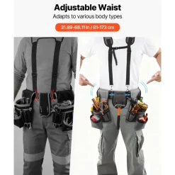 VEVOR Tool Belt, 22 Pockets Tool Pouch with Suspenders for Men, Heavy Duty Adjustable Utility Belt Bag Suspenders for Electrician, Carpenter, Construction, Work Apron Organizer Waist Adjust 32 to 68in