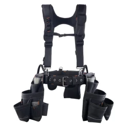 VEVOR Tool Belt, 19 Pockets Tool Pouch with Suspenders for Men, Heavy Duty Adjustable Utility Belt Work Bag Detachable Suspension Rig for Electrician, Carpenter, Construction, Adjust Waist 31 to 51in