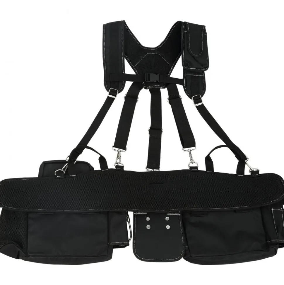 VEVOR Tool Belt with Suspenders, 29 Pockets, 29-54 inches Adjustable Waist Size, Tool Belts for Men, 600D Polyester Heavy Duty Carpenter Tool Pouch for Carpenters, Electricians, and Gardening, Black