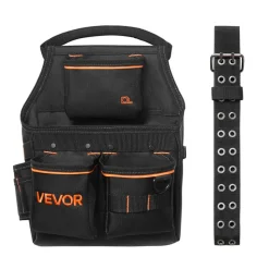 VEVOR Tool Pouch with Belt, 14 Pockets Professional Tool Belt Pouch for Men, Heavy Duty Detachable Adjustable Utility Work Bag for Electrician, Carpenter, Construction, Adjusts Waist 32 to 50 Inches