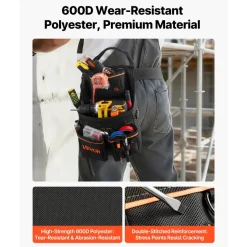 VEVOR Tool Pouch with Belt, 14 Pockets Professional Tool Belt Pouch for Men, Heavy Duty Detachable Adjustable Utility Work Bag for Electrician, Carpenter, Construction, Adjusts Waist 32 to 50 Inches