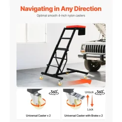 VEVOR Top Automotive Creeper, Engine Creeper with Adjustable Height 45.7