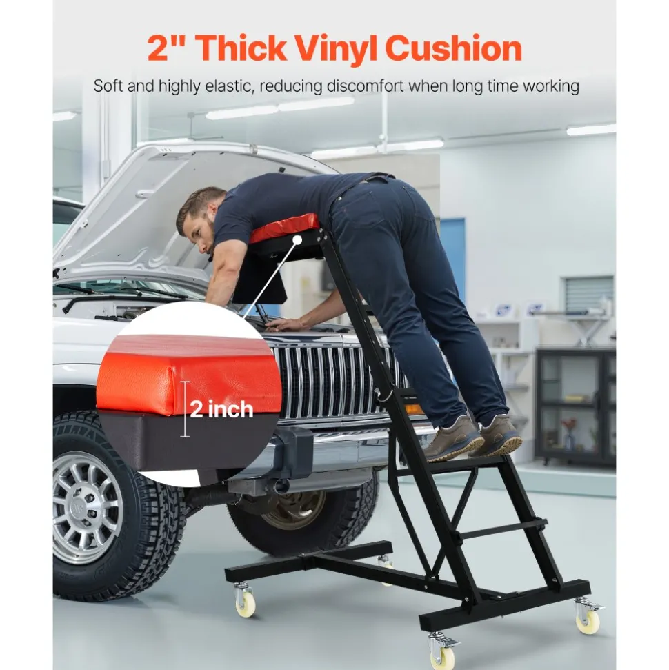 VEVOR Top Automotive Creeper, Engine Creeper with Adjustable Height 45.7" to 66.3", 400 LBS Capacity High Creeper, 4 Swivel Caster Wheels, Heavy Duty Creeper for Auto Repair and Maintenance