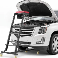 VEVOR Top Automotive Creeper 48"-64" Adjustable with Folding Mechanical Arm, Foldable High Top Engine Creeper, 400LBS Heavy-Duty Support, Stable I-Shaped Base, 4-Wheel Smooth Rolling for Auto Repair