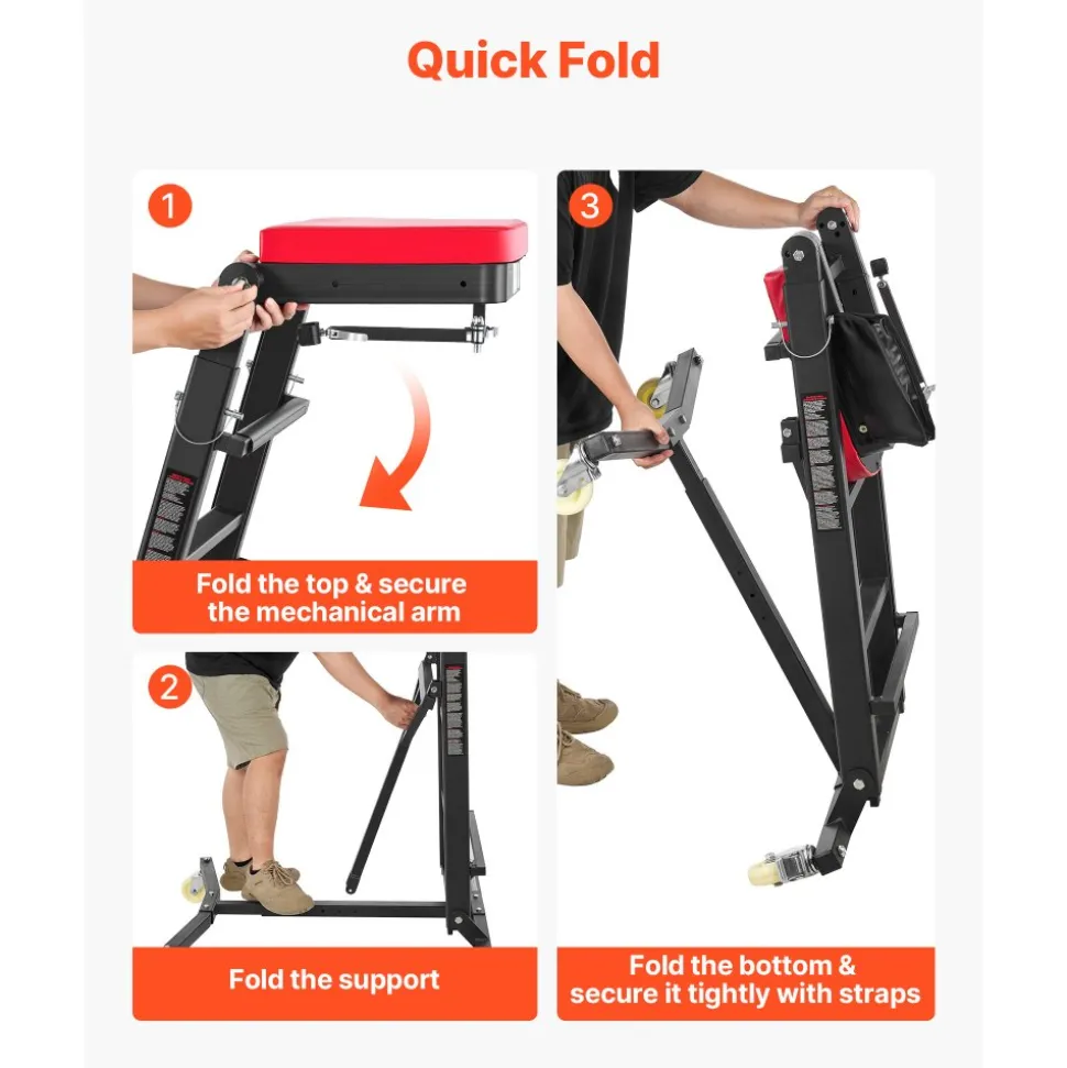 VEVOR Top Automotive Creeper 48"-64" Adjustable with Folding Mechanical Arm, Foldable High Top Engine Creeper, 400LBS Heavy-Duty Support, Stable I-Shaped Base, 4-Wheel Smooth Rolling for Auto Repair