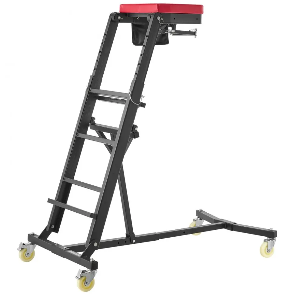 VEVOR Top Automotive Creeper 48"-64" Adjustable with Folding Mechanical Arm, Foldable High Top Engine Creeper, 400LBS Heavy-Duty Support, Stable I-Shaped Base, 4-Wheel Smooth Rolling for Auto Repair