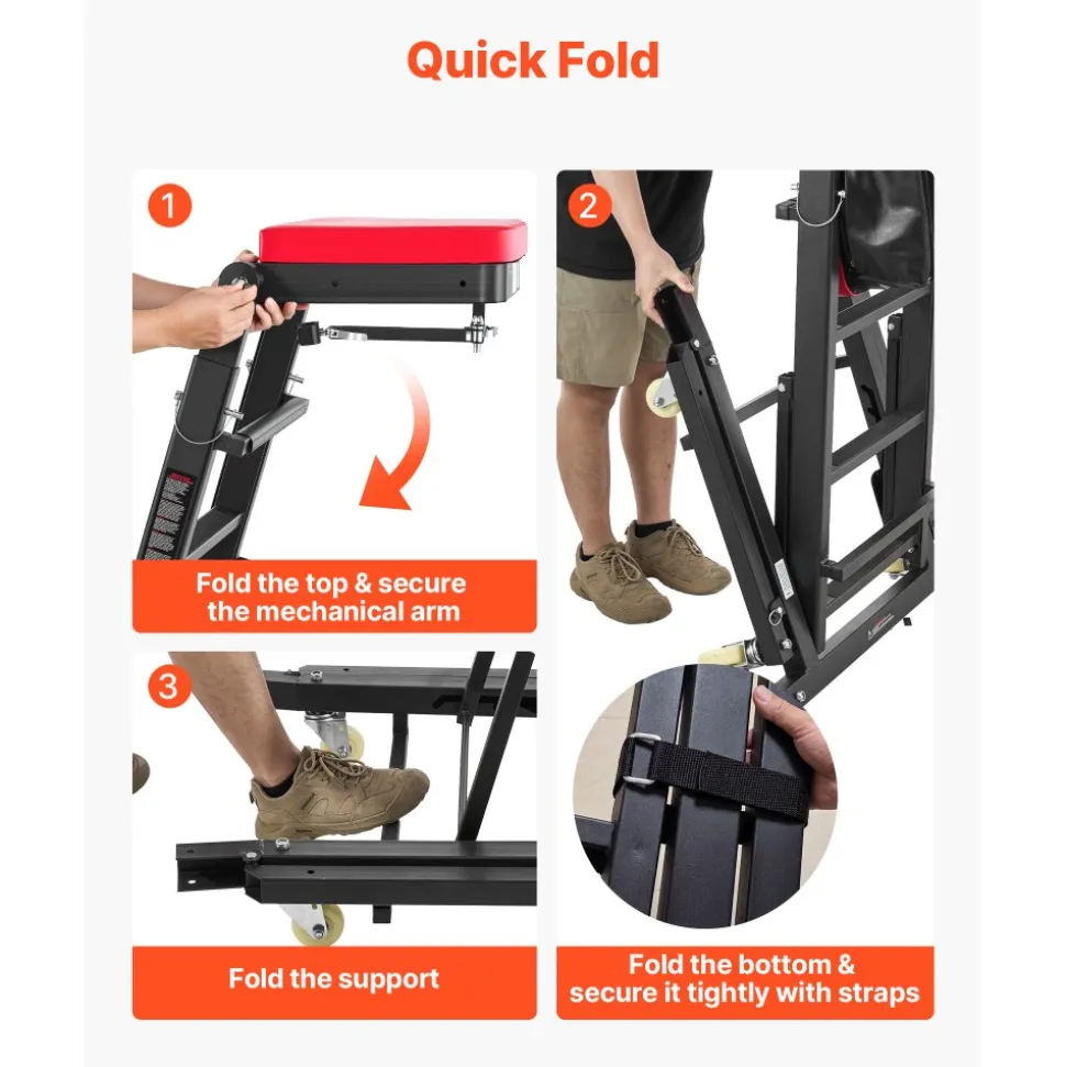 VEVOR Top Automotive Creeper 48"-76" Adjustable with Folding Mechanical Arm, Foldable High Top Engine Creeper, 400LBS Heavy-Duty Support, Stable H-Shaped Base, 6-Wheel Smooth Rolling for Auto Repair