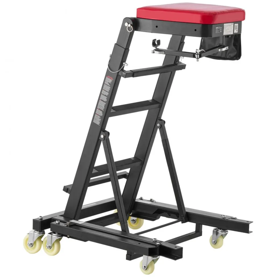 VEVOR Top Automotive Creeper 48"-76" Adjustable with Folding Mechanical Arm, Foldable High Top Engine Creeper, 400LBS Heavy-Duty Support, Stable H-Shaped Base, 6-Wheel Smooth Rolling for Auto Repair