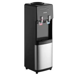 VEVOR Top Loading Water Cooler Dispenser, Hot and Cold Water Dispenser for 3 or 5 Gallons Bottles, Sturdy Stainless Steel and Child Security Lock, Ideal for Homes, Kitchens, Offices, Dorms, Black