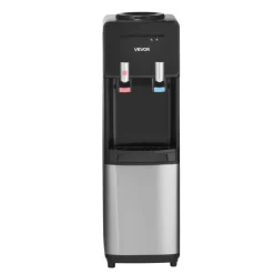 VEVOR Top Loading Water Cooler Dispenser, Hot and Cold Water Dispenser for 3 or 5 Gallons Bottles, Sturdy Stainless Steel and Child Security Lock, Ideal for Homes, Kitchens, Offices, Dorms, Black