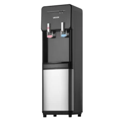 VEVOR Top Loading Water Cooler Dispenser, Hot and Cold Water Dispenser for 3 or 5 Gallons Bottles, Sturdy Stainless Steel and Child Security Lock, Ideal for Homes, Kitchens, Offices, Dorms, Black