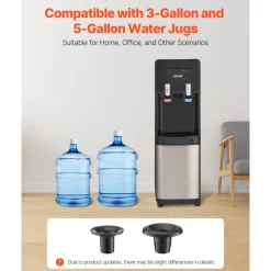 VEVOR Top Loading Water Cooler Dispenser, Hot and Cold Water Dispenser for 3 or 5 Gallons Bottles, Sturdy Stainless Steel and Child Security Lock, Ideal for Homes, Kitchens, Offices, Dorms, Black