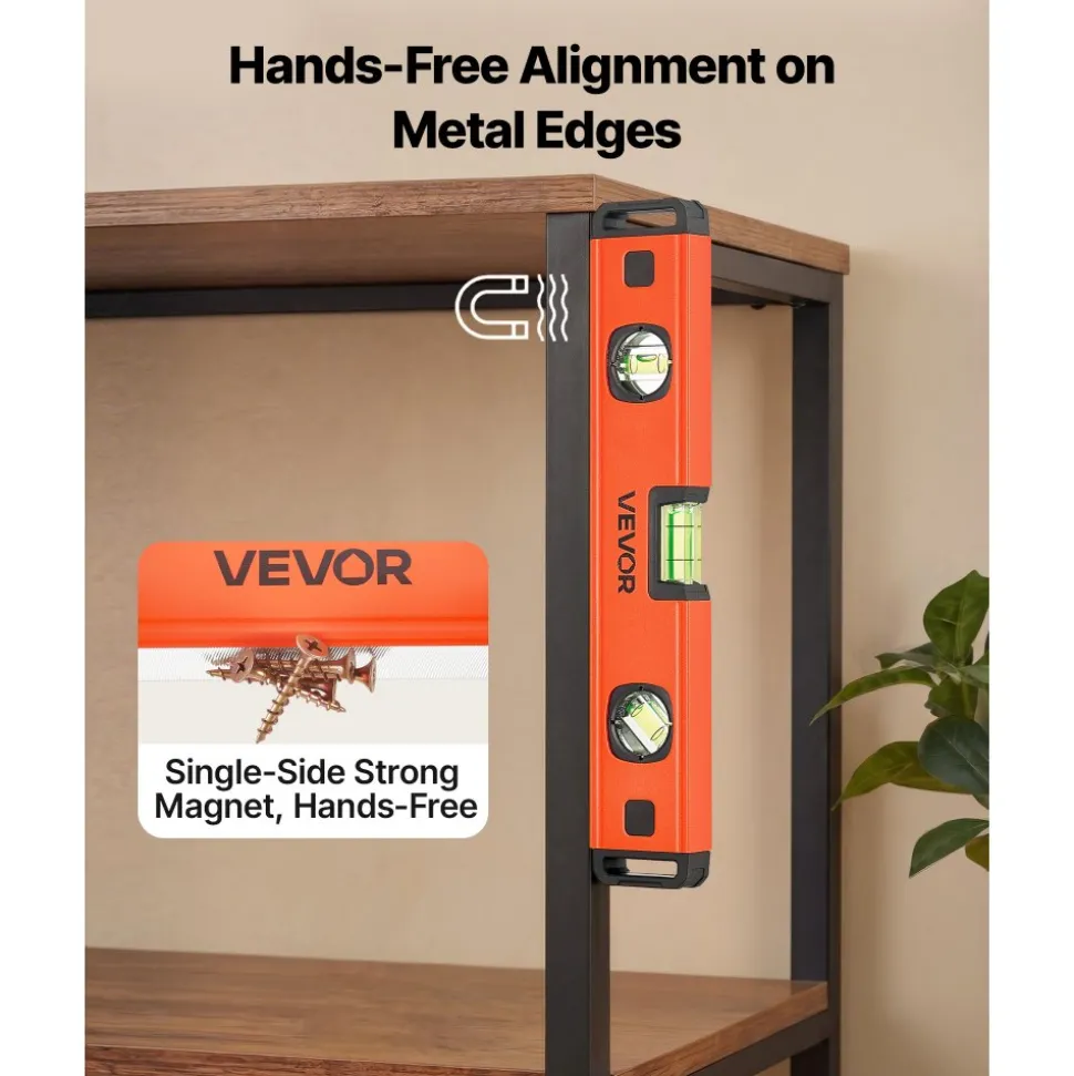 VEVOR Torpedo Level, 4-Piece Included 4/12/24/40 in, Magnetic Leveler Tool Set Aluminum Alloy, with Clear 3 Green Vials, Hanging Hole, Box Beam Multi-angle Measurement for Construction Home Renovation