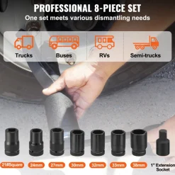 VEVOR Torque Multiplier, 1 Inch Drive Lug Nut Wrench/Multiplier Heavy Duty Torque Multiplier Wrench Set, 1:64 6,800N.m Lug Nut Remover, Includes 8 Sockets (24-38mm) and Storage Case