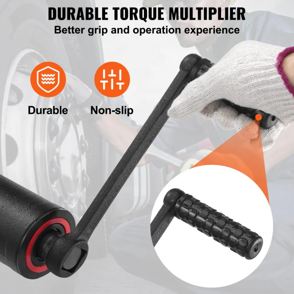 VEVOR Torque Multiplier, 1 Inch Drive Lug Nut Wrench/Multiplier Heavy Duty Torque Multiplier Wrench Set, 1:58 4800N.m Lug Nut Remover, Includes 8 Sockets (24-38mm) and Storage Case